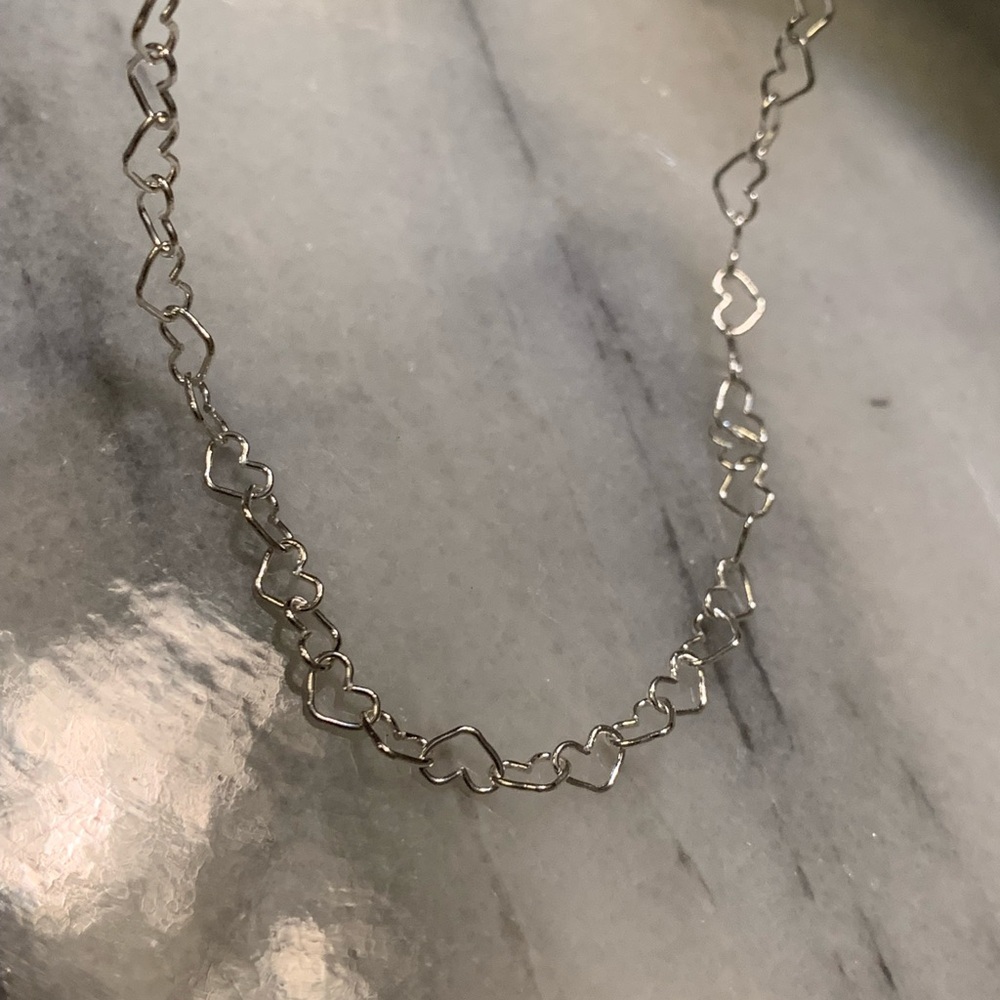 Sterling Silver .925 Heart Chain Necklace 18” - Picture 3 of 4